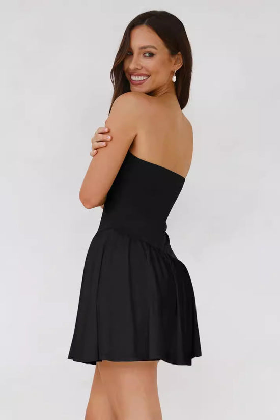 Pleated Stitching Tube Top Dress 