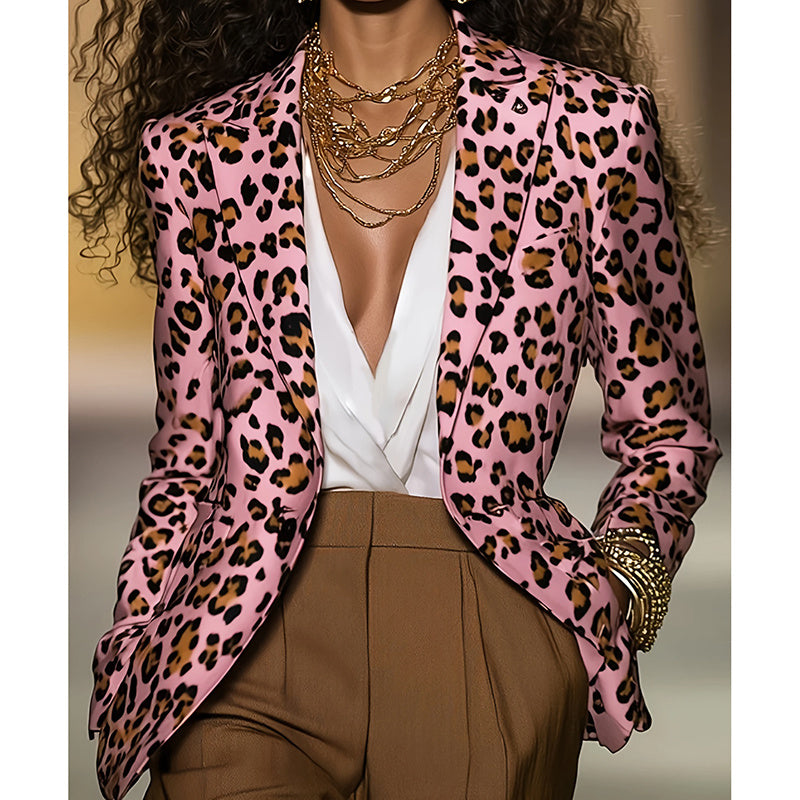 Women's Pink Leopard Blazer CJ US