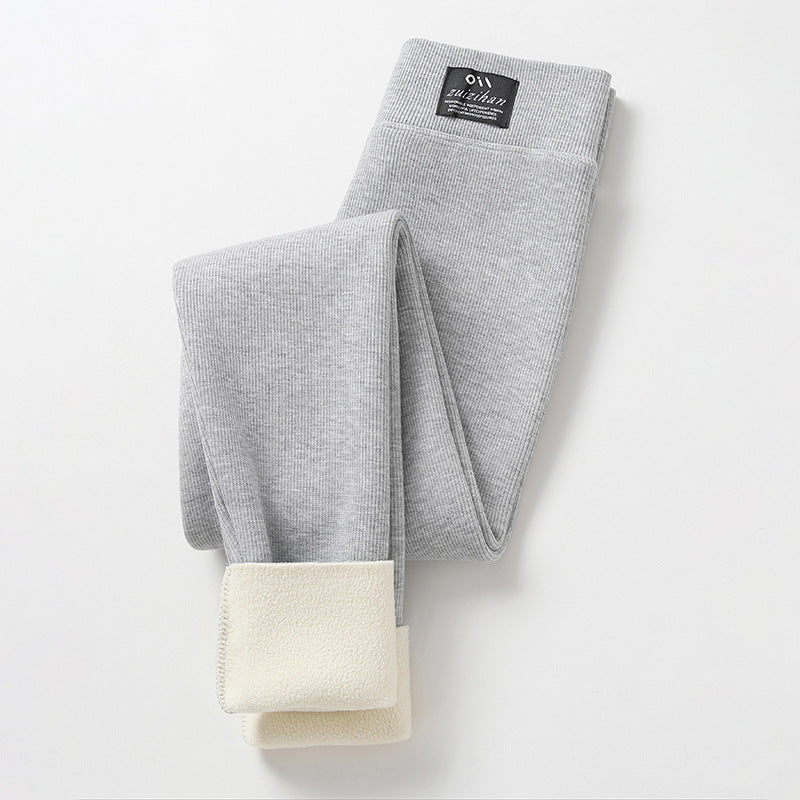 Leggings Women's Outer Wear High Waist Tight Season Lambswool Fleece Lined Padded Warm Keeping Pants 