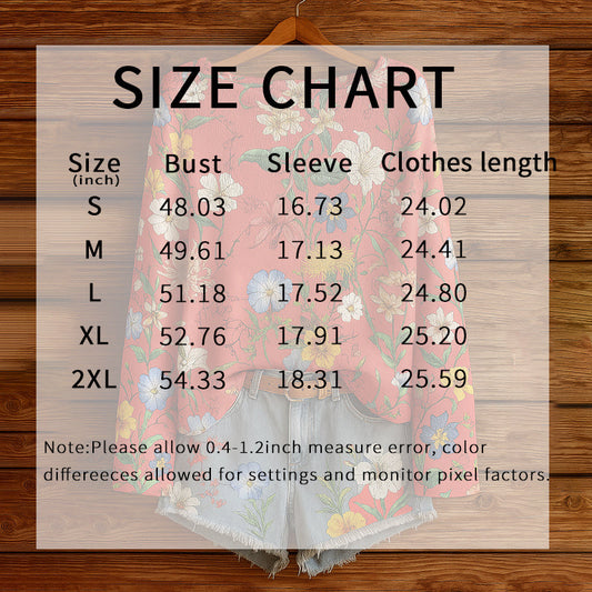 Women's Fall Wildflower Print Long Sleeve T-Shirt, Boho Cottagecore Floral Pullover Top, Casual Autumn Graphic Blouse CJ US