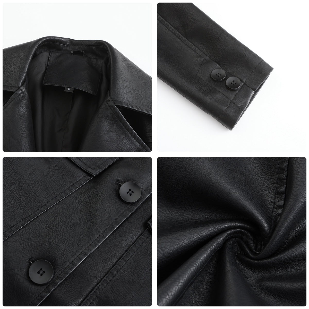 Long Leather Trench Coat Fashionable Outerwear For Women 