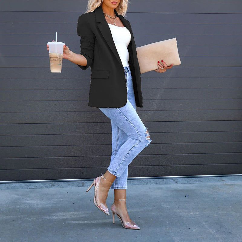Womens Casual Blazers Open Front Long Sleeve Work Office Suit Jackets Blazer CJ US