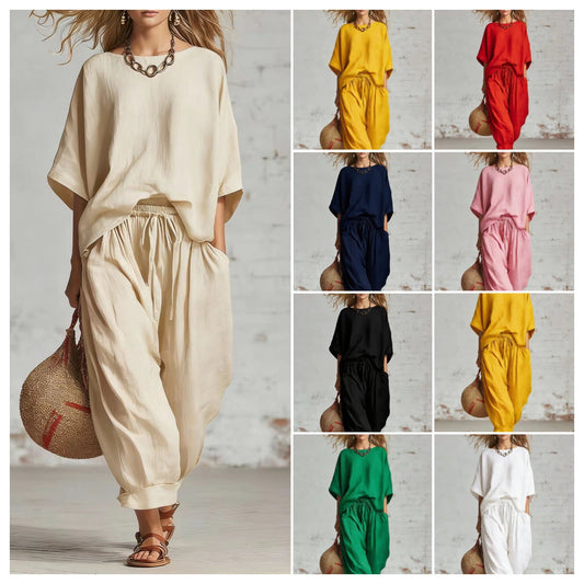 Women's Solid Color Loose Casual Set 