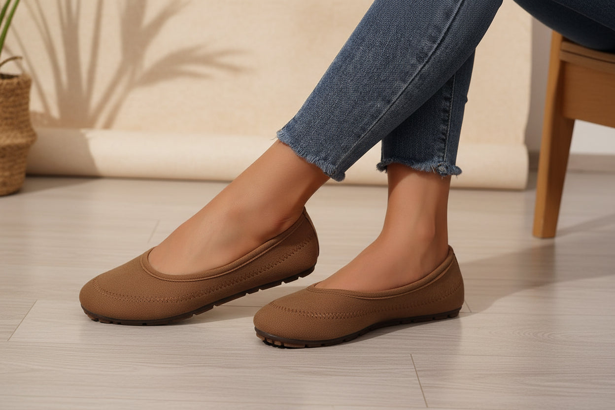 Women’s Low-Cut Round Toe Loafers – Slip-On Flat Casual Shoes - FitiqueFit