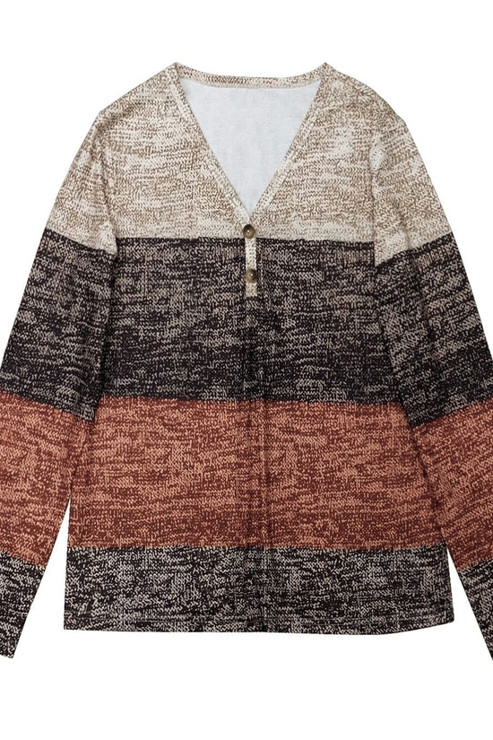 Women's Pullover Color Block Casual Long Sleeved T-shirt CJ US