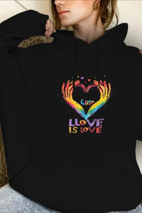 Ladies' Casual Printed Hoodie,  Sweatshirt, Fashionable Drawstring Pullover, Suitable For All Seasons, Suitable For Both Men And Women, Simple Design, Hooded Top, Christmas, Valentine's Day, Ne CJ US