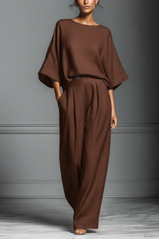Womens Fashionable And Elegant Flared-Sleeve Linen Suit 