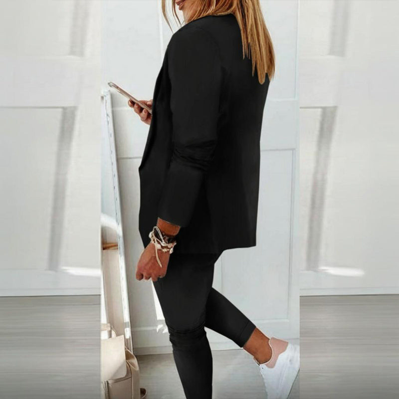 Women’s Notch-Lapel Blazer & Drawstring Pants Suit Set CJ US