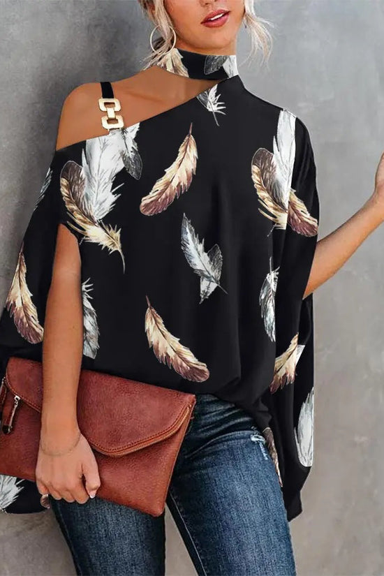 Women’s V-Neck Printed Off-Shoulder Vest Top 