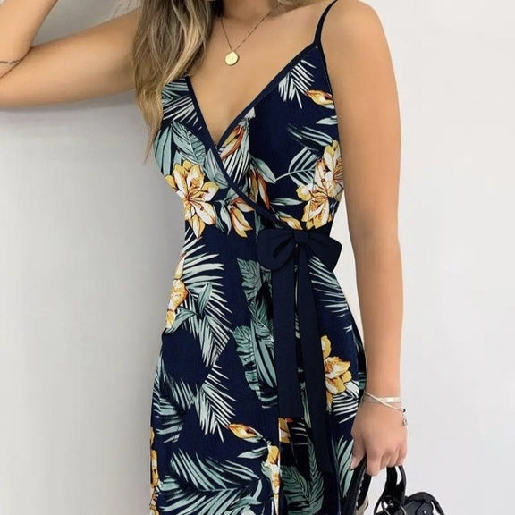 Ladies' Fashionable And Versatile Vacation Style Off Shoulder Lace Up Dress CJ