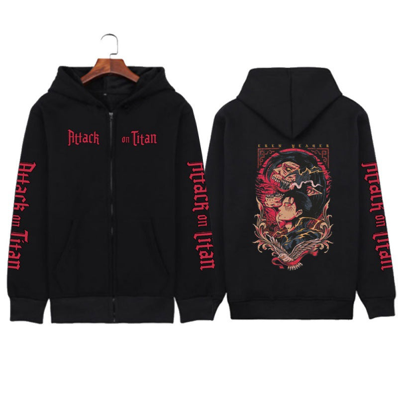 Printed Zipper Sweater Autumn And Winter Unisex Coat Hoodie 