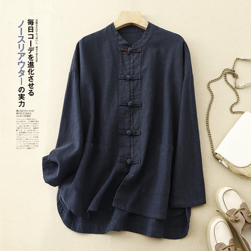 Women’s Retro Chinese-Style Cotton & Linen Loose Top CJ US
