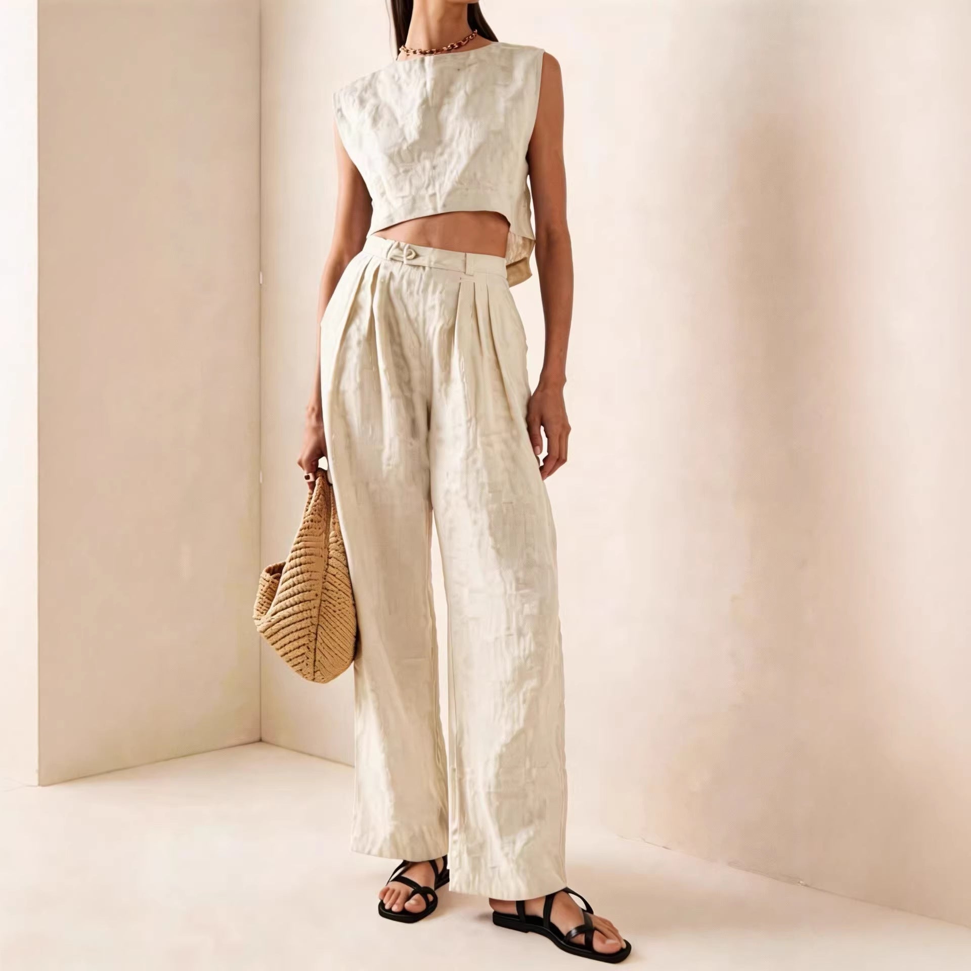 Breathable Comfortable Crew-neck Loose-fitting Casual Set 