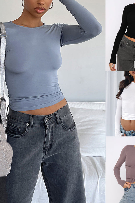 Slim Fit Long Sleeve Shirt | Women's Casual Crop Tops | Diversi