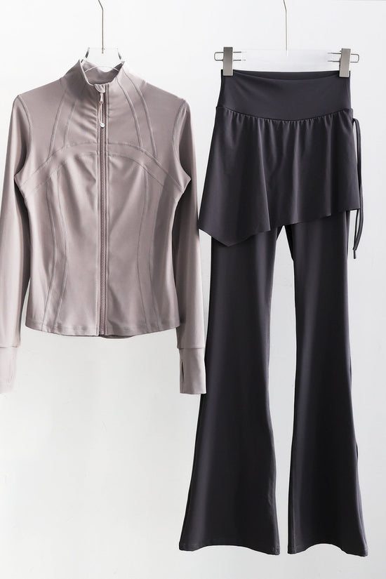 Long-sleeve Running Outfit With Zipper professional Gymwear Thats Slimming And Figure-flattering 