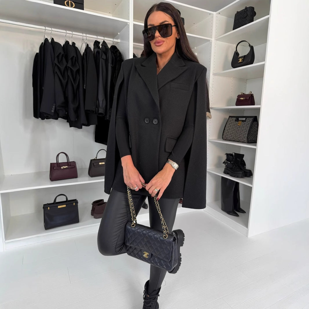 Fashion Solid Color Loose Shawl Coat 