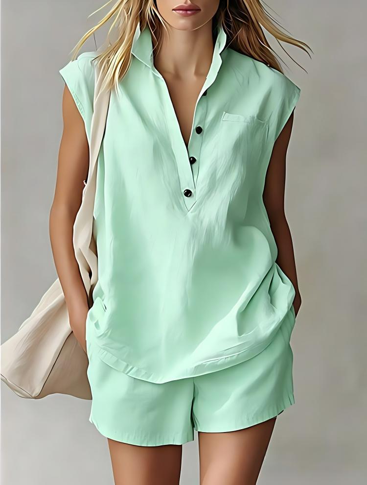 Women's Casual Sleeveless Short Set 