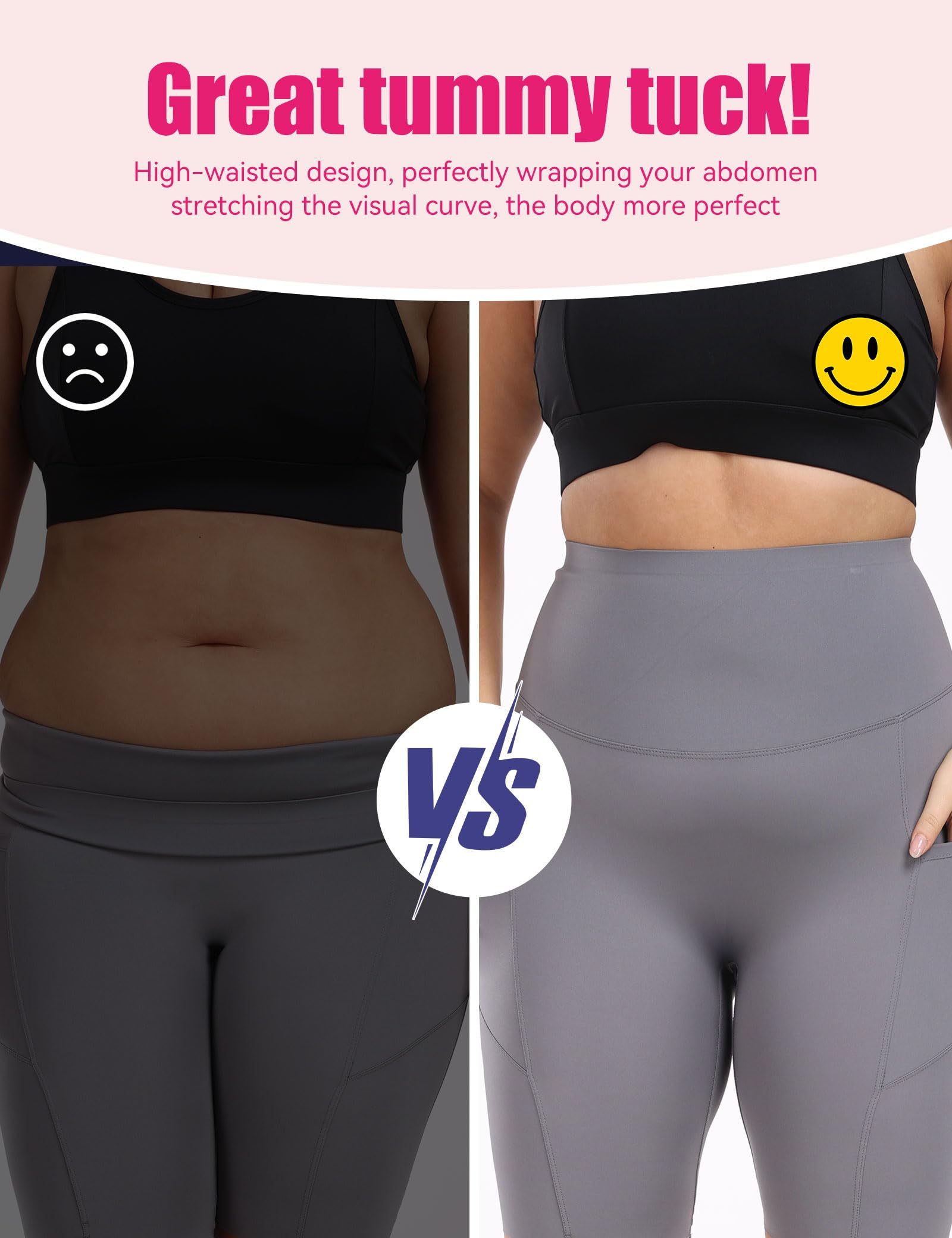 Yoga Pants - Cropped High-waisted Diagonal Pockets To Tuck In Solid Color CJ US