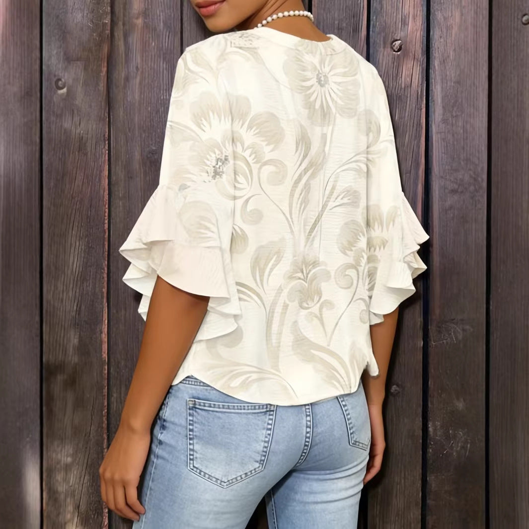 European And American-style Elegant Women's T-shirt 