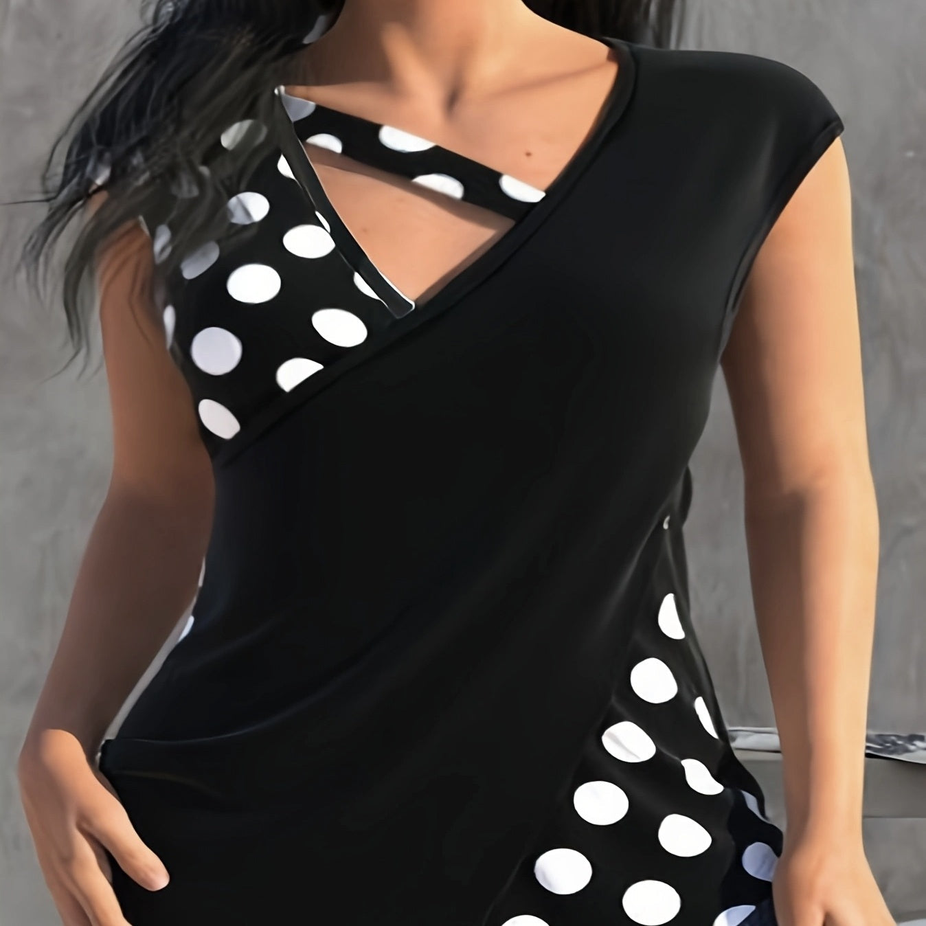 Women's Sleeveless Collar With Unique Design T-shirt Top CJ US