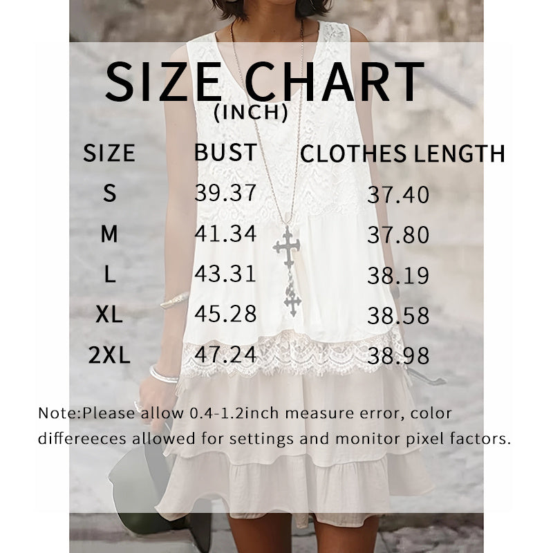 Women's Summer Sleeveless Lace Patchwork Sundress Beach Vacation Clothes Casual Dresses CJ