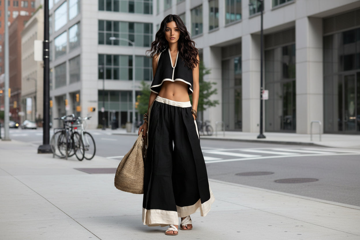 Casual Chic Solid Color Sleeveless V-Neck Set 