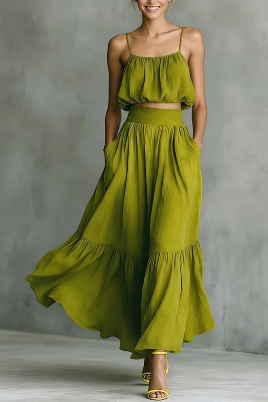 Two-piece High-waist Flared Skirt Set 
