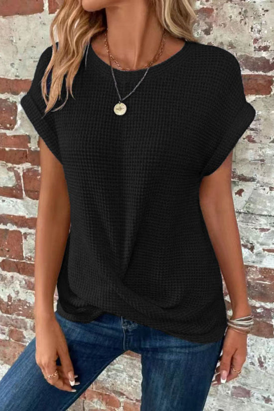 Women’s Textured Cuff Short‑Sleeve Tee 