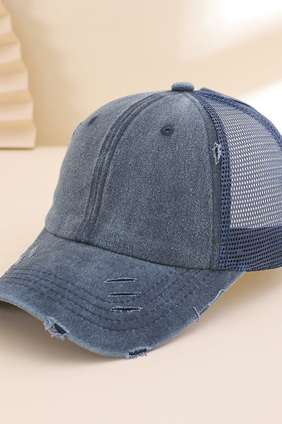 Solid-color, Frayed, Washed-out, Distressed, Mesh-patterned Cap - A Trendy, Youthful, Versatile Baseball Cap That Suits Both Daily Commuting And Outdoor Activities. 