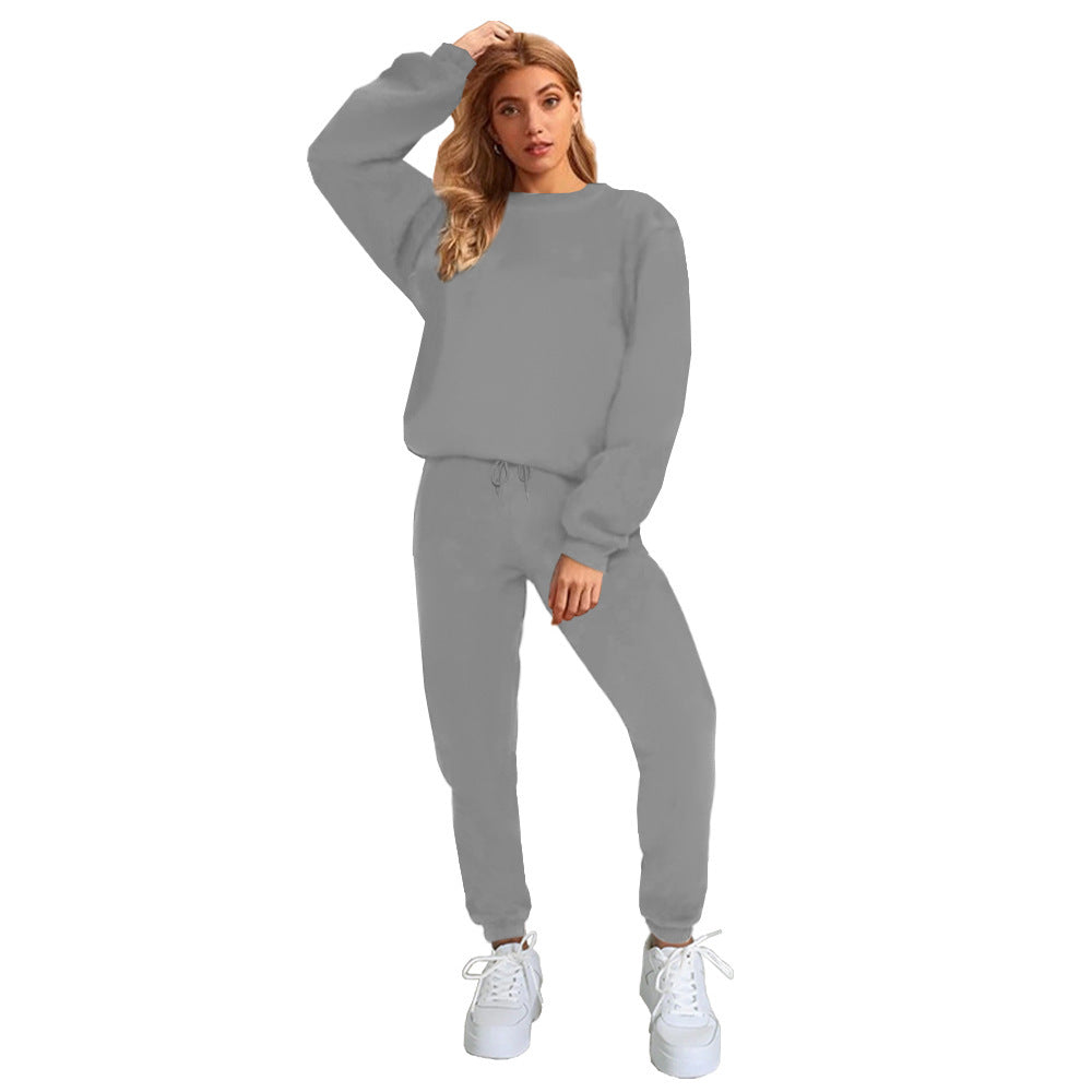 Women's Solid Color Round Neck Pullover Sweatshirt Pants Diversi Fashion™
