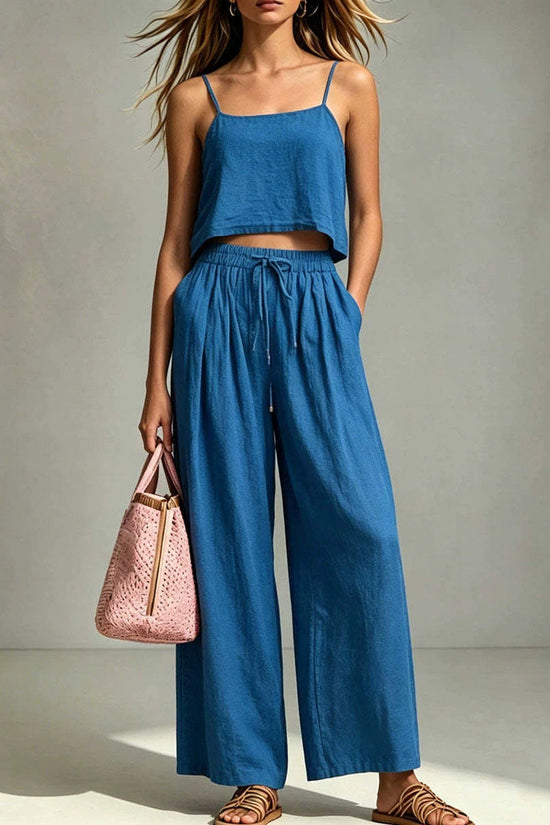 Women's Fashion Casual Camisole And Wide-Leg Pants Set 