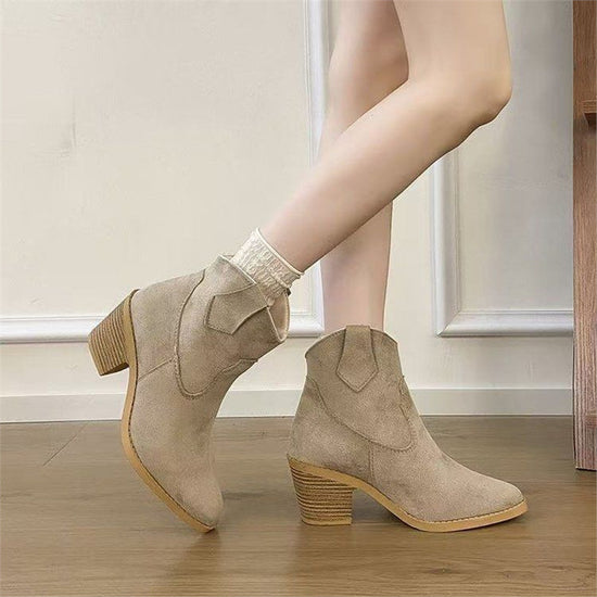 Women’s Retro Sock Cuff Booties – Stylish Ankle Boots with Stretch Cuff - FitiqueFit