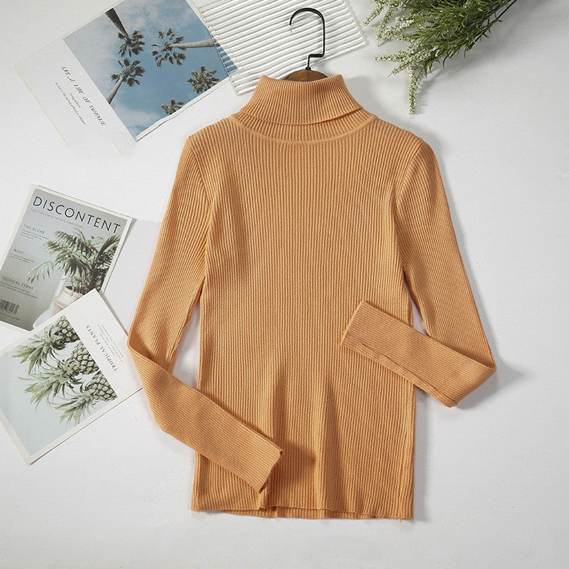 Solid Color Pit Strip Knit Pullover Turtleneck Sweater - Diversi™ Fashion