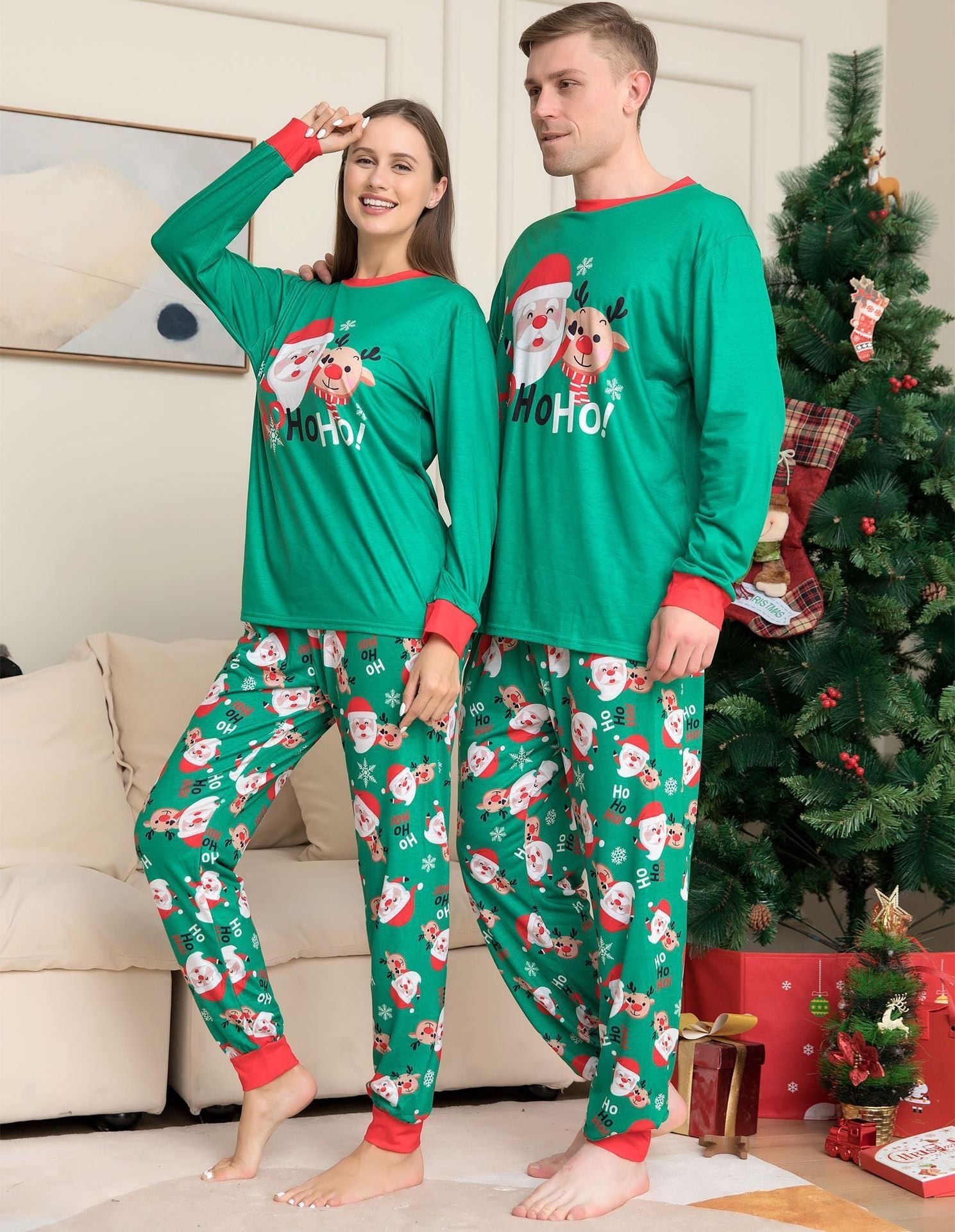 Christmas Pajamas For Family Matching Family Christmas PJs Sets Santa Claus Printed Top Sleepwear CJ