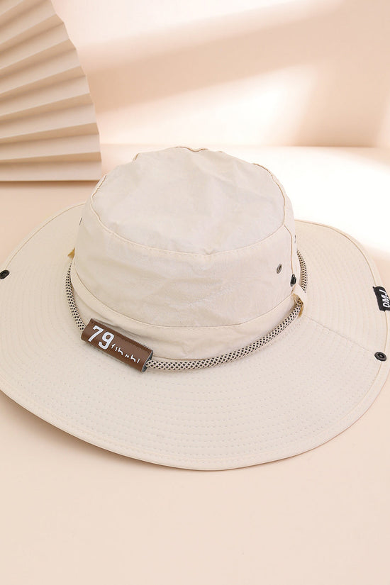 Plain-color Letter-pattern Leather Sun-protective Wide-brimmed Sunshade Outdoor Simple Style Fisherman Hat For Daily Commuting, Fishing, Mountain Climbing 