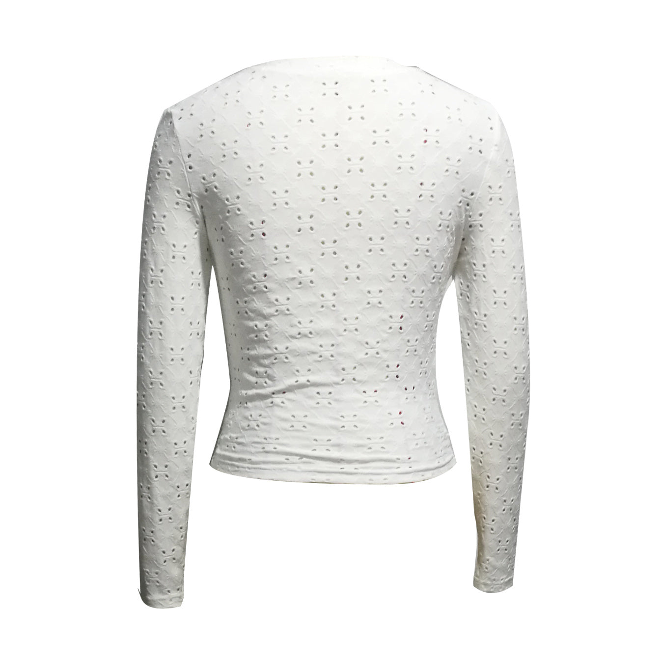 Ladies' Hollowed Out V-neck Fashionable Versatile Shopping Party Hem Irregular Design Elegant Long Sleeved T-shirt Top CJ