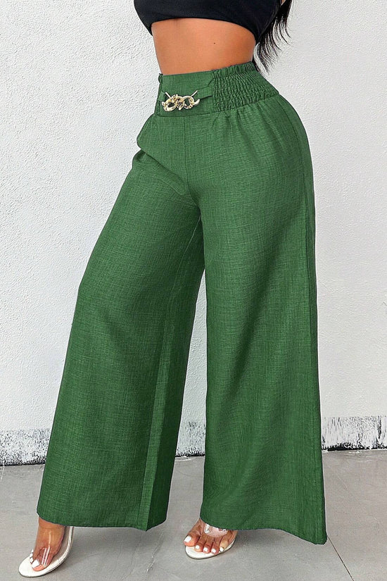 New Womens Fashionable Retro High-Waist Elastic Drapey Wide-Leg Long Pants For Women 