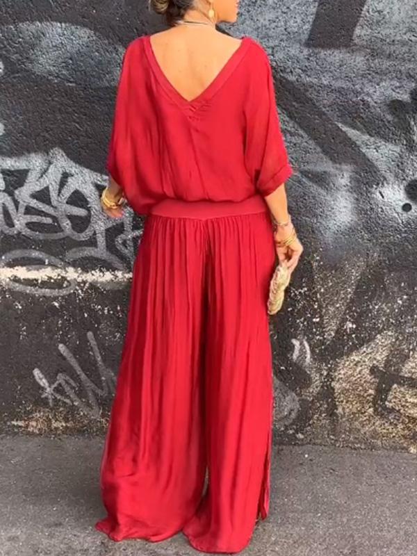 Fashionable Best-Selling Solid-Colored Chiffon Set For Women 