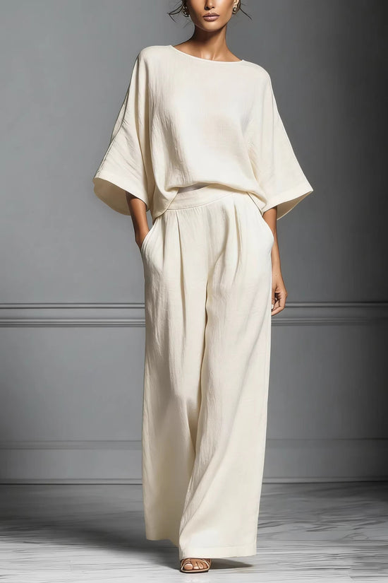 Womens Fashionable And Elegant Flared-Sleeve Linen Suit 