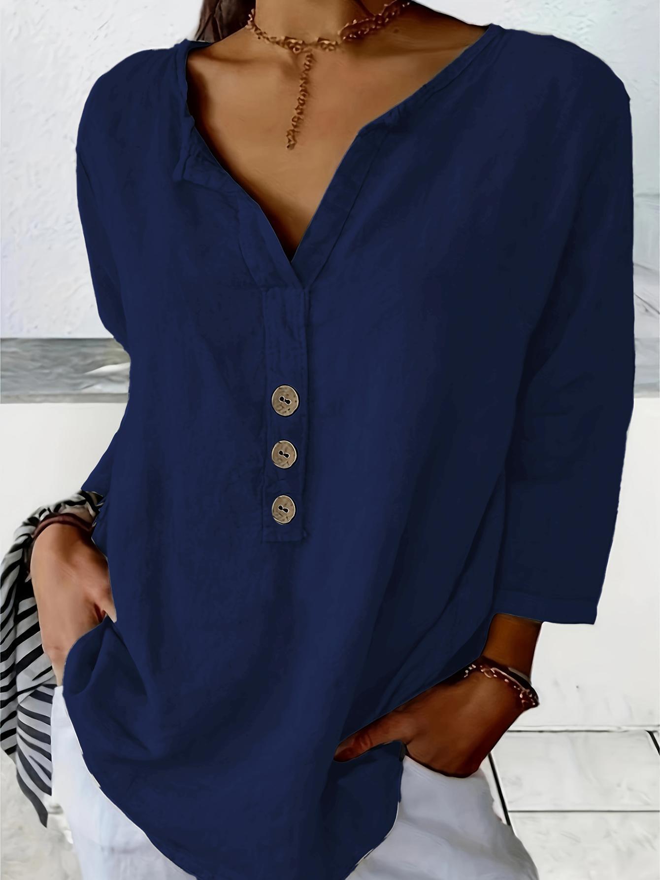 Solid Color Notched Collar Shirt Casual Button-down Shirt CJ US