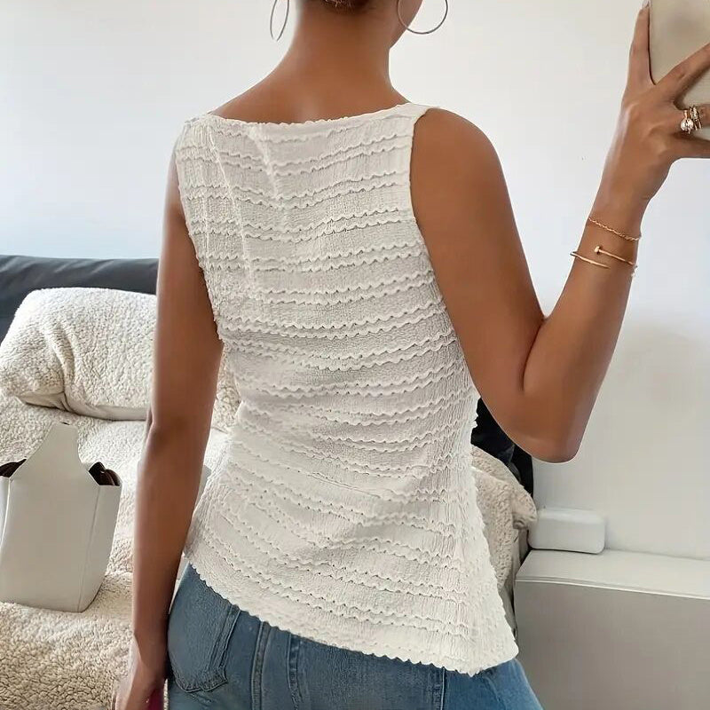 Womens Trendy Square Neck Button Up Vest Top Y2k Going Out Tank Tops CJ US