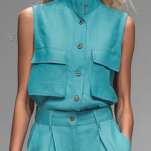 Sleeveless Vest And Wide-leg Pants Set For Women 