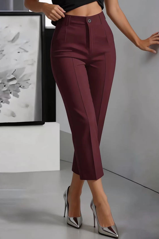 Women's High-Waisted Drapey Straight-Leg Pants 