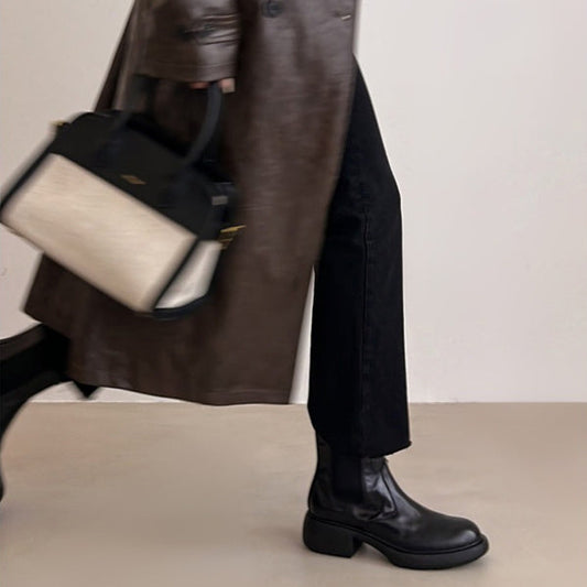 Womens British-style Dr Ankle Boots With Chunky Heels 