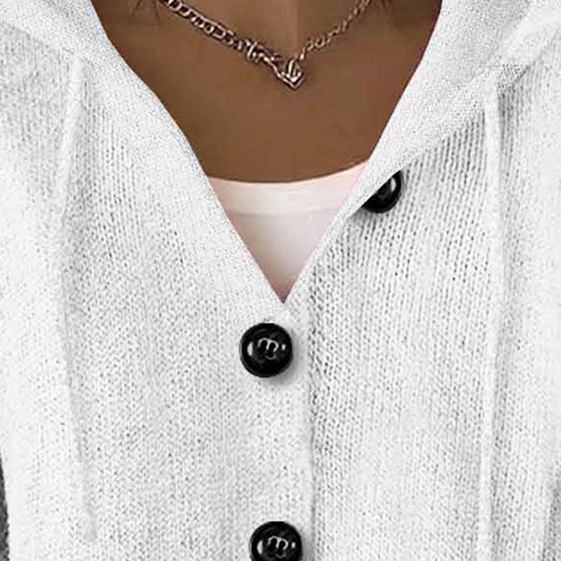 Women's Button Down Hoodie Cardigan, Long Sleeve Open Front Sweater Coat For Fall Winter 