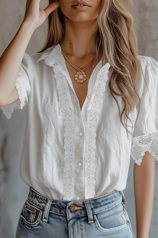 Spliced Lightweight Short-sleeve Chic Top 