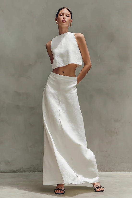 Summer Stylish Slimming Sleeveless Maxi Dress Elegant Two-Piece Set 