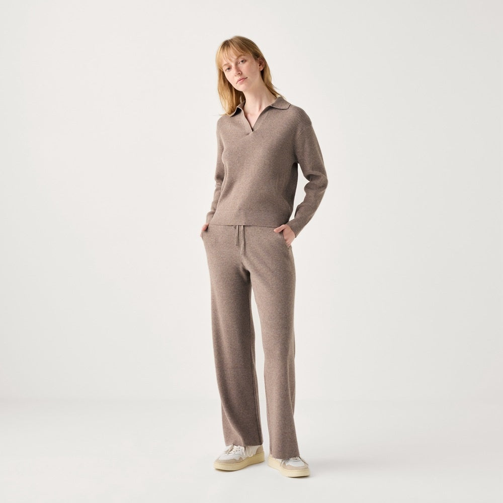 Women's Machine Washable Rib Half-open Collar Sweater CJ