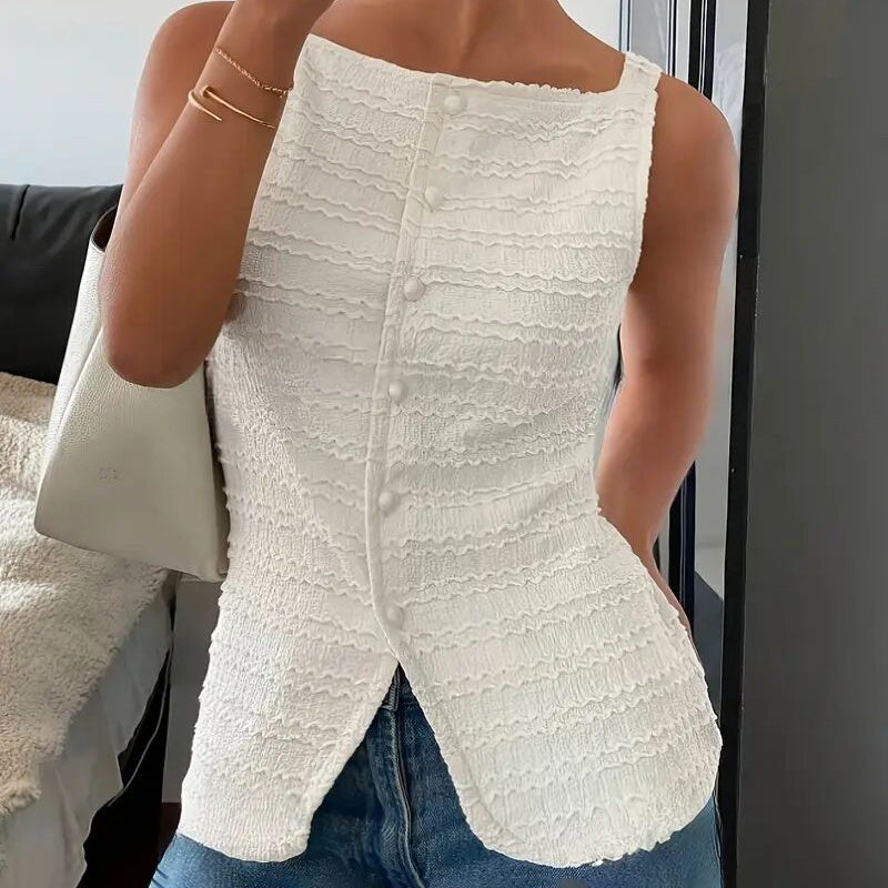 Womens Trendy Square Neck Button Up Vest Top Y2k Going Out Tank Tops CJ US