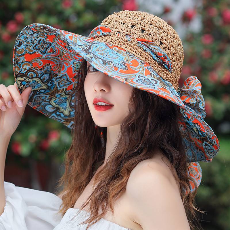 Summer Beach Sun Hat Beach Green Straw Hat For Women 